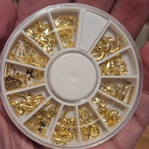 Gold Nail Art Decoration Set nail Charms Decals - Picture 2 of 3